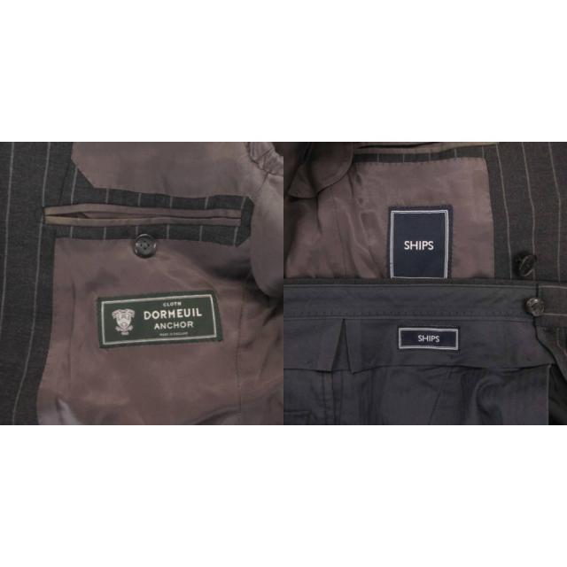 【中古】シップス SHIPS DORMEUIL セットアップ スーツ ダブル ジャケット パンツ ストライプ 42 グレー /FF ■GY62_5