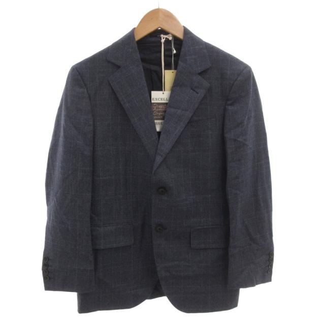 【中古】未使用品 ジェイプレス J.PRESS タグ付き セットアップ スーツ ビジネス ジャケット パンツ チェック 34 紺_1