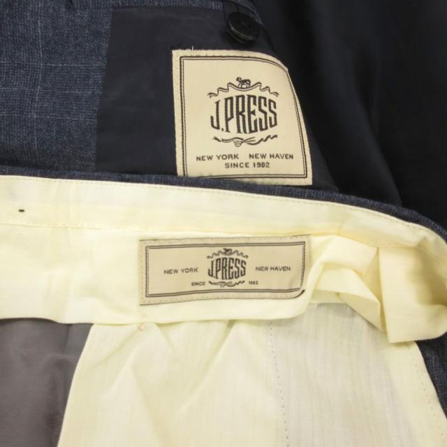 【中古】未使用品 ジェイプレス J.PRESS タグ付き セットアップ スーツ ビジネス ジャケット パンツ チェック 34 紺_7