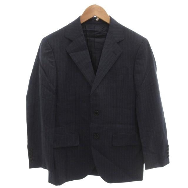 【中古】未使用品 ジェイプレス J.PRESS タグ付き セットアップ スーツ ジャケット パンツ ストライプ ウール 34 紺_1