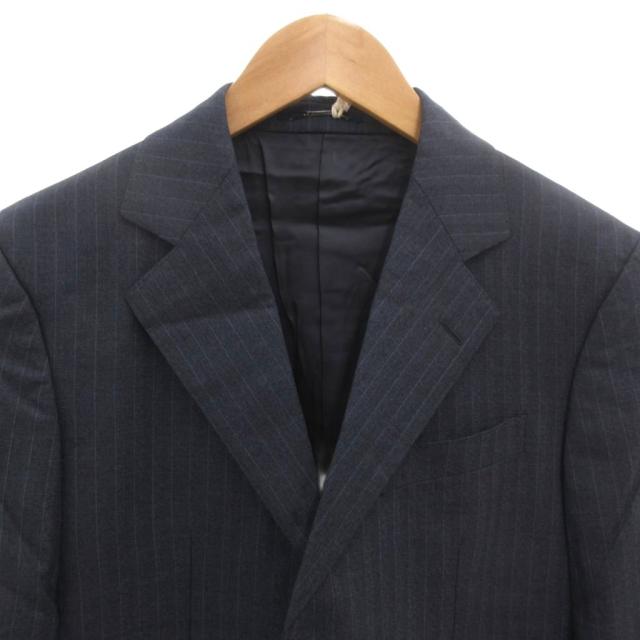 【中古】未使用品 ジェイプレス J.PRESS タグ付き セットアップ スーツ ジャケット パンツ ストライプ ウール 34 紺_5