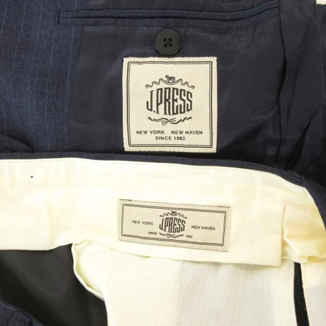 【中古】未使用品 ジェイプレス J.PRESS タグ付き セットアップ スーツ ジャケット パンツ ストライプ ウール 34 紺_7