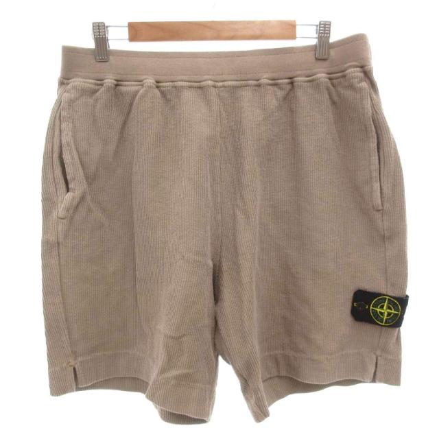 【中古】ストーンアイランド STONE ISLAND リブニット ハーフパンツ ショーツ ショート ロゴワッペン L ベージュ