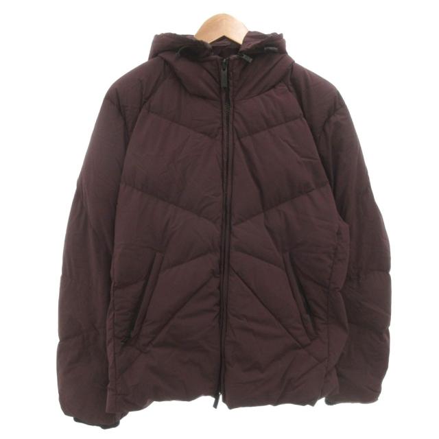 【中古】アルマーニ コレツィオーニ ARMANI COLLEZIONI ダウンジャケット ブルゾン フード ロゴ 50 ボルドー