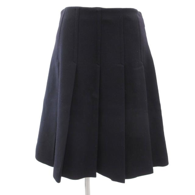【中古】マルニ MARNI プリーツスカート 38 ひざ丈 フレア ウール 紺 ネイビー /JS ■GY62 レディース