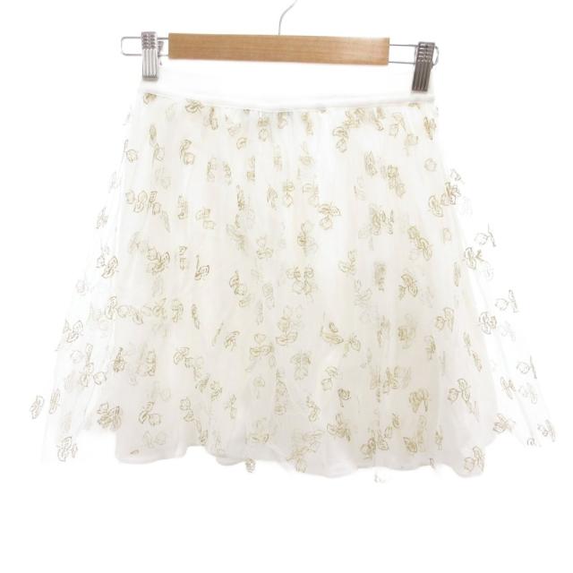 【中古】クリスチャンディオール Christian Dior フレアスカート ひざ丈 チュール 13 白 ホワイト /JS ■GY62_1