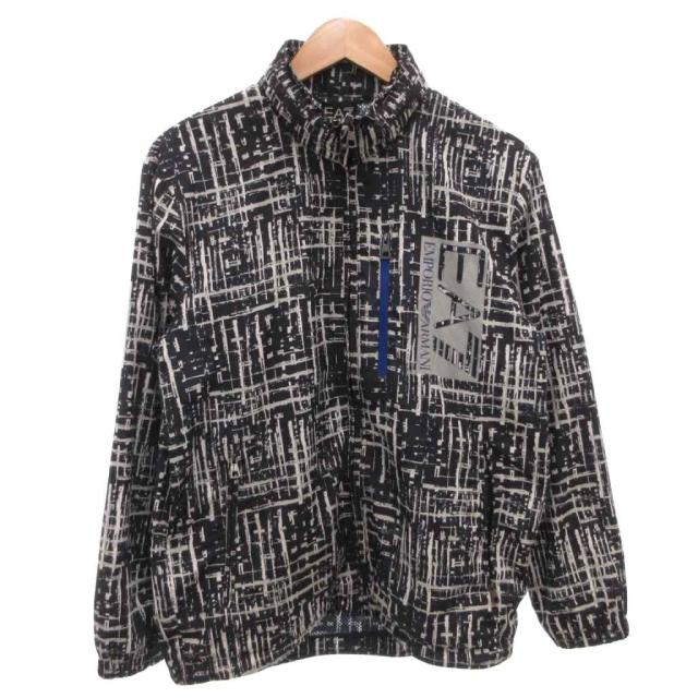 【中古】エンポリオアルマーニ EMPORIO ARMANI EA7 ジップアップジャケット ブルゾン ロゴ プリント 総柄 紺