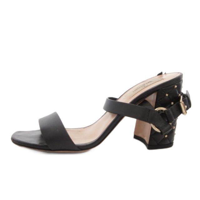 【中古】ヴァレンティノ ヴァレンチノ VALENTINO ロックスタッズ サンダル ストラップ レザー 36.5 黒 ブラック_1