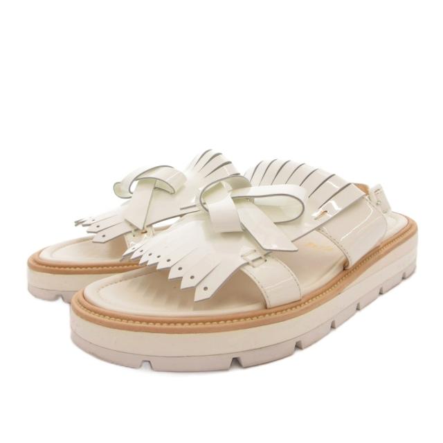 【中古】クリスチャンルブタン Christian louboutin COSTA NADA サンダル タッセル エナメル 36 白 ホワイト /FF