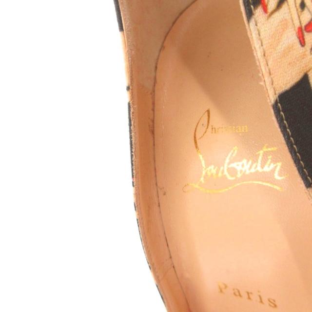 【中古】クリスチャンルブタン Christian louboutin パンプス 総柄 ポインテッドトゥ ハイヒール 36.5 黒 ベージュ_7
