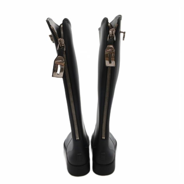【中古】サルヴァトーレフェラガモ Salvatore Ferragamo レインブーツ 長靴 バックジップ ガンチーニ ロング 7 紺_4