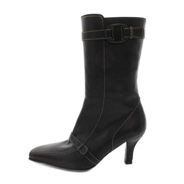 【中古】サルヴァトーレフェラガモ Salvatore Ferragamo ロングブーツ ヴァラ サイドジップ レザー 8.5 黒_1