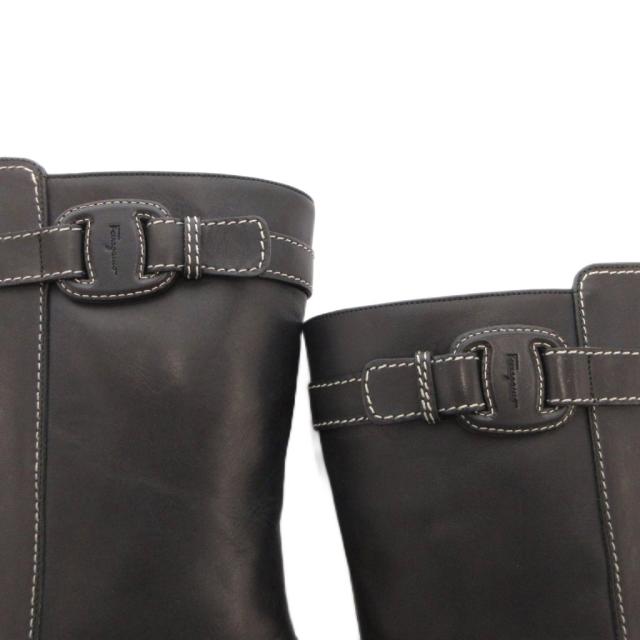 【中古】サルヴァトーレフェラガモ Salvatore Ferragamo ロングブーツ ヴァラ サイドジップ レザー 8.5 黒_7