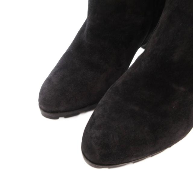 【中古】サルヴァトーレフェラガモ Salvatore Ferragamo ロングブーツ ゴールド金具 スエード サイドジップ 4.5 黒_2