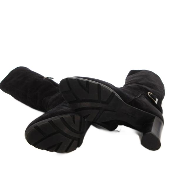 【中古】サルヴァトーレフェラガモ Salvatore Ferragamo ロングブーツ ゴールド金具 スエード サイドジップ 4.5 黒_5