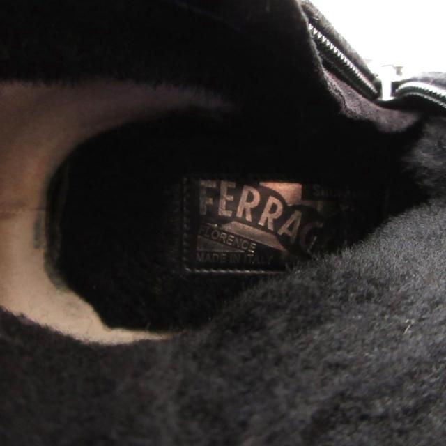 【中古】サルヴァトーレフェラガモ Salvatore Ferragamo ロングブーツ ゴールド金具 スエード サイドジップ 4.5 黒_6