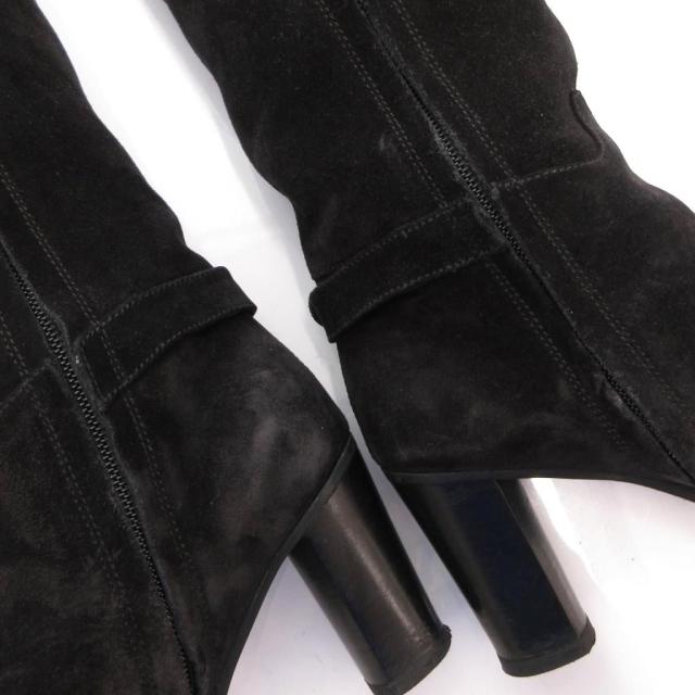 【中古】サルヴァトーレフェラガモ Salvatore Ferragamo ロングブーツ ゴールド金具 スエード サイドジップ 4.5 黒_7