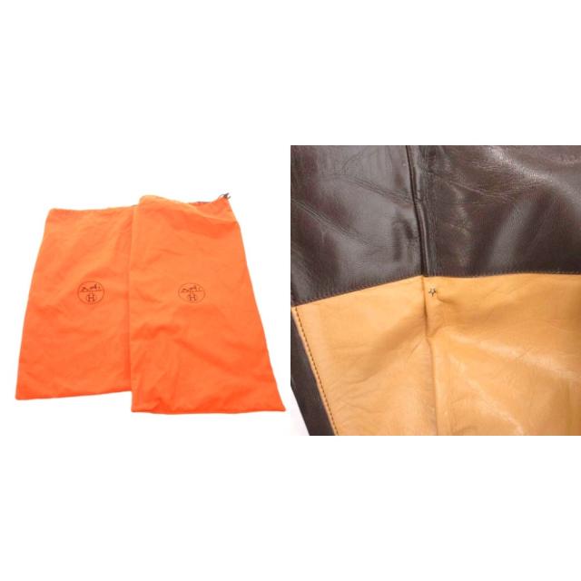 【中古】エルメス HERMES ロングブーツ スエード 切替 レザー サイドジップ キャメル /YJ ■GY62 レディース_7