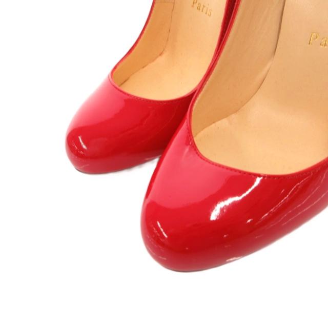 【中古】クリスチャンルブタン Christian louboutin ウェッジソール パンプス ラウンドトゥ エナメル 36 赤 レッド_2