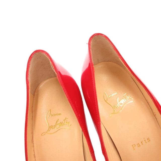 【中古】クリスチャンルブタン Christian louboutin ウェッジソール パンプス ラウンドトゥ エナメル 36 赤 レッド_6