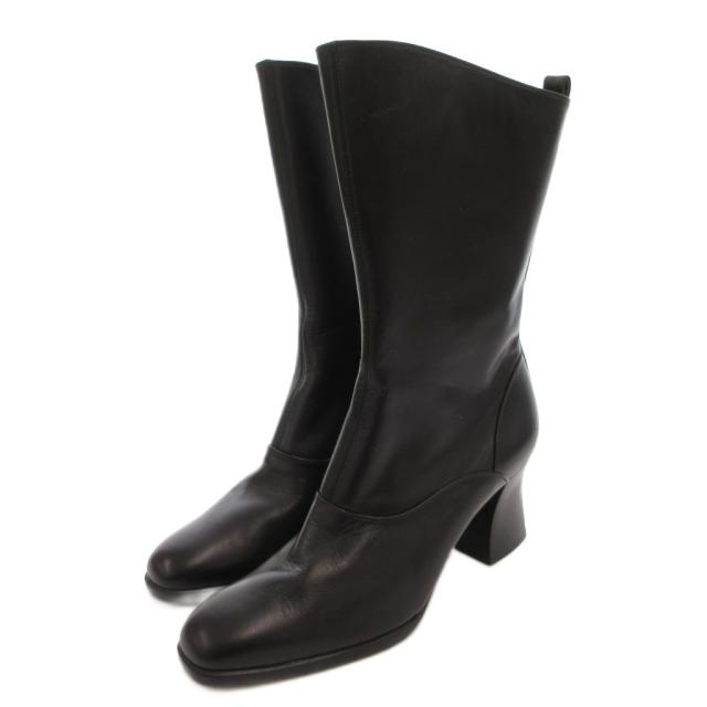 【中古】イヴサンローラン YVES SAINT LAURENT ロングブーツ サイドジップ レザー 36.5 黒 ブラック