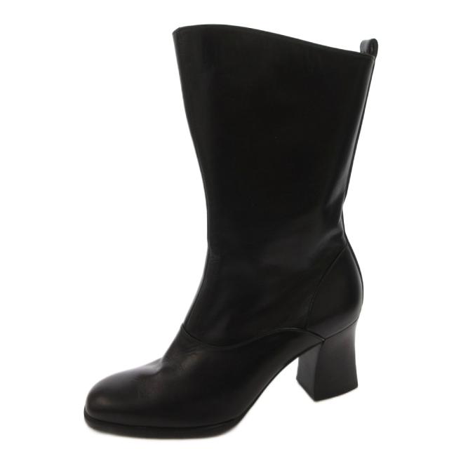 【中古】イヴサンローラン YVES SAINT LAURENT ロングブーツ サイドジップ レザー 36.5 黒 ブラック_1