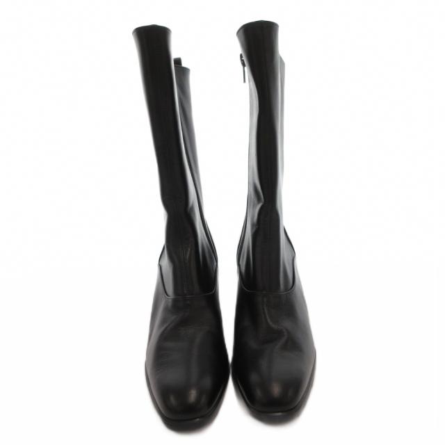 【中古】イヴサンローラン YVES SAINT LAURENT ロングブーツ サイドジップ レザー 36.5 黒 ブラック_3