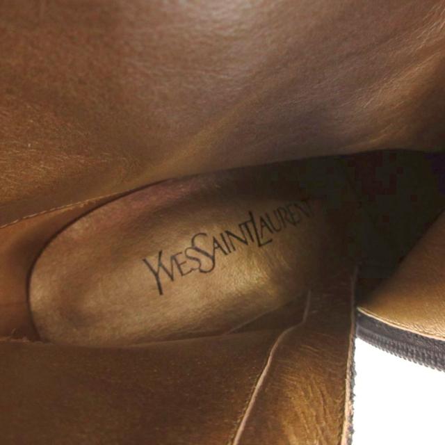 【中古】イヴサンローラン YVES SAINT LAURENT ロングブーツ サイドジップ レザー 36.5 黒 ブラック_6