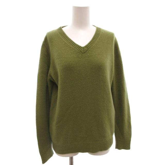 【中古】THE ELDER STATESMAN カシミヤニット セーター Vネック 長袖 XS 緑 グリーン /FF ■GY62 レディース