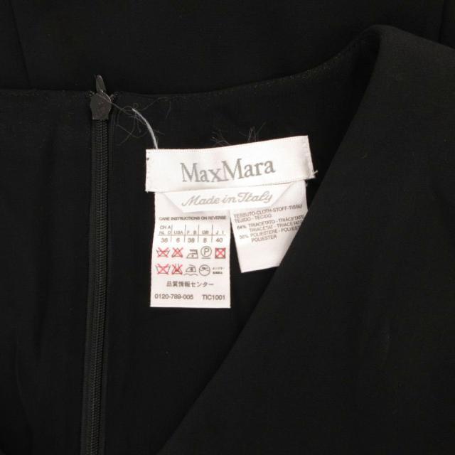 【中古】マックスマーラ MAX MARA ノースリーブ ワンピース Vネック ロング 40 黒 ブラック /FF ■GY62 レディース