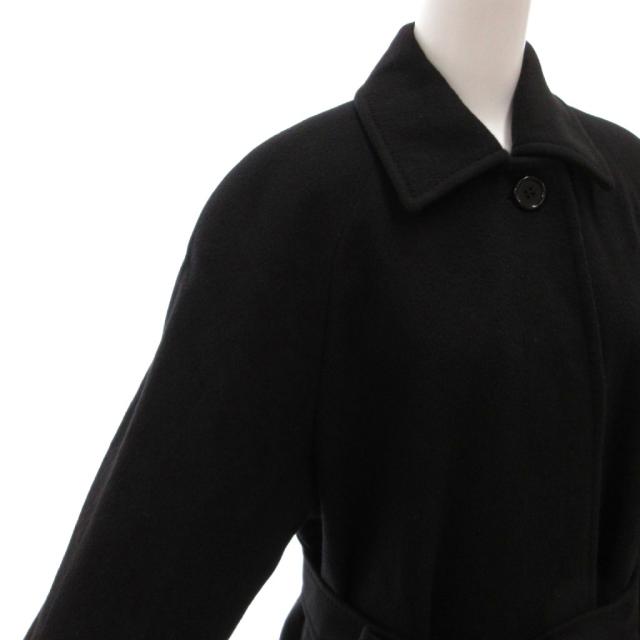 【中古】アクアスキュータム AQUASCUTUM ステンカラーコート バルマカーン カシミヤ 比翼 ラグラン 黒 ブラック /YJ_4