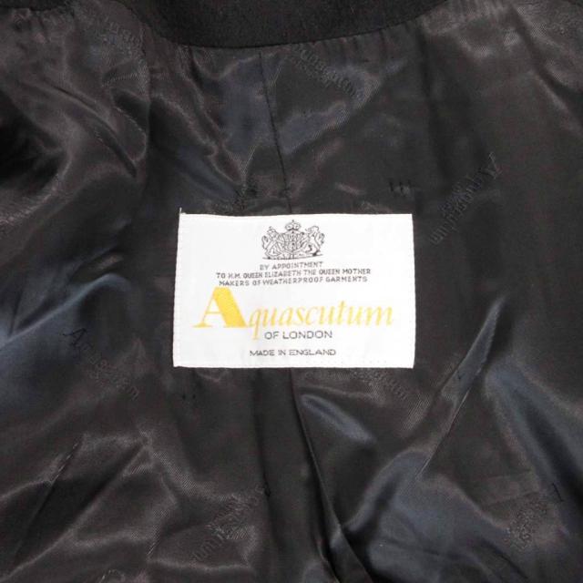 【中古】アクアスキュータム AQUASCUTUM ステンカラーコート バルマカーン カシミヤ 比翼 ラグラン 黒 ブラック /YJ_6