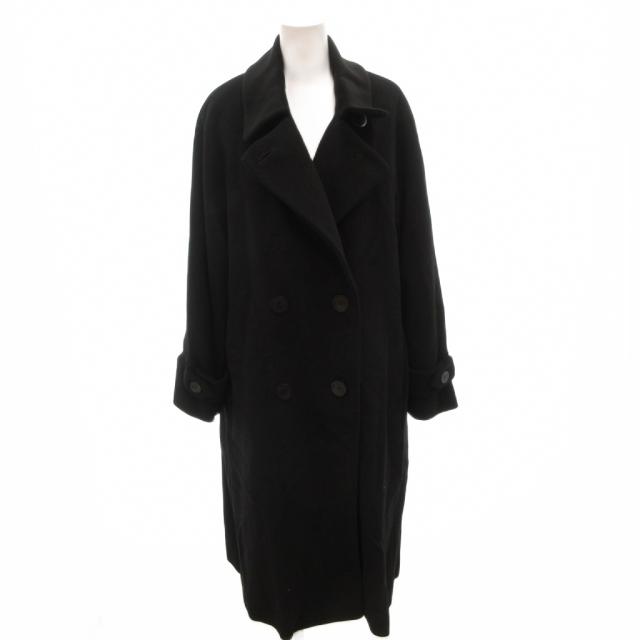 【中古】アクアスキュータム AQUASCUTUM チェスターコート ダブル ウール ロング 黒 ブラック /FF
