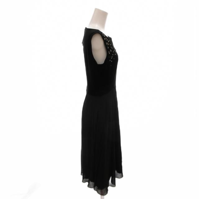 【中古】ベロアノワール バイ フォクシー ニューヨーク Dress Crystal Pleats ベロア ワンピース ドレスビジュー 40