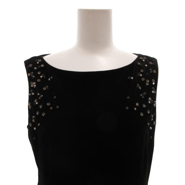 【中古】ベロアノワール バイ フォクシー ニューヨーク Dress Crystal Pleats ベロア ワンピース ドレスビジュー 40