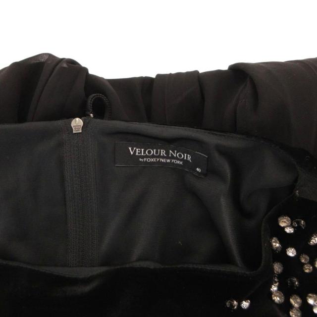 【中古】ベロアノワール バイ フォクシー ニューヨーク Dress Crystal Pleats ベロア ワンピース ドレスビジュー 40