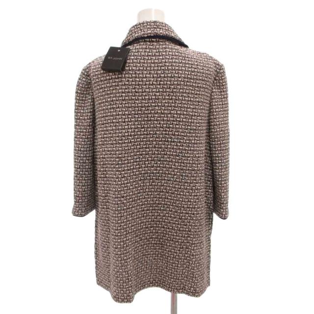 【中古】未使用品 セントジョン ST.JOHN タグ付き ステンカラーコート ツイード 金ボタン ショート 8 マルチカラー_1