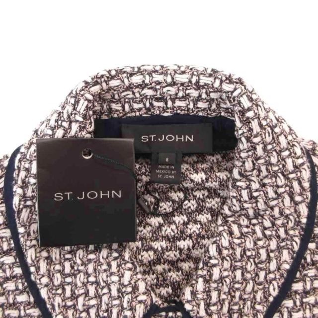 【中古】未使用品 セントジョン ST.JOHN タグ付き ステンカラーコート ツイード 金ボタン ショート 8 マルチカラー_5
