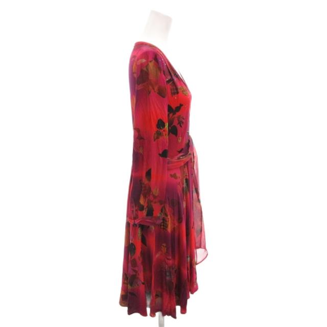 中古】ガリアーノ GALLIANO ワンピース Vネック 長袖 花柄 ロング 40