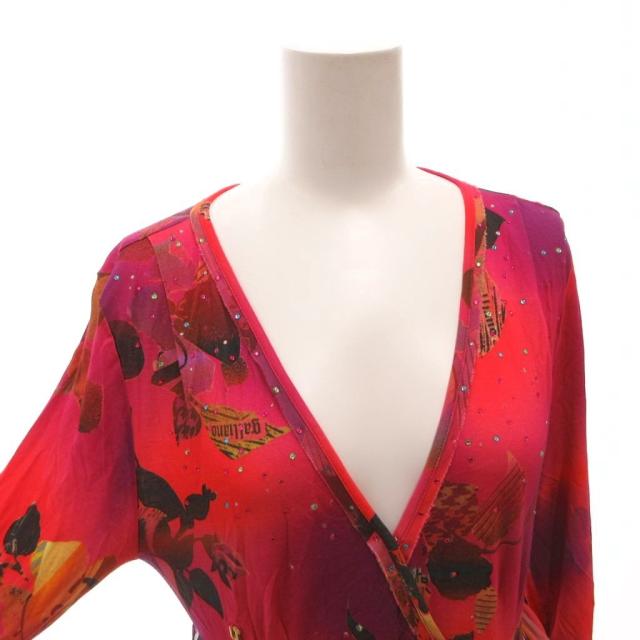 中古】ガリアーノ GALLIANO ワンピース Vネック 長袖 花柄 ロング 40
