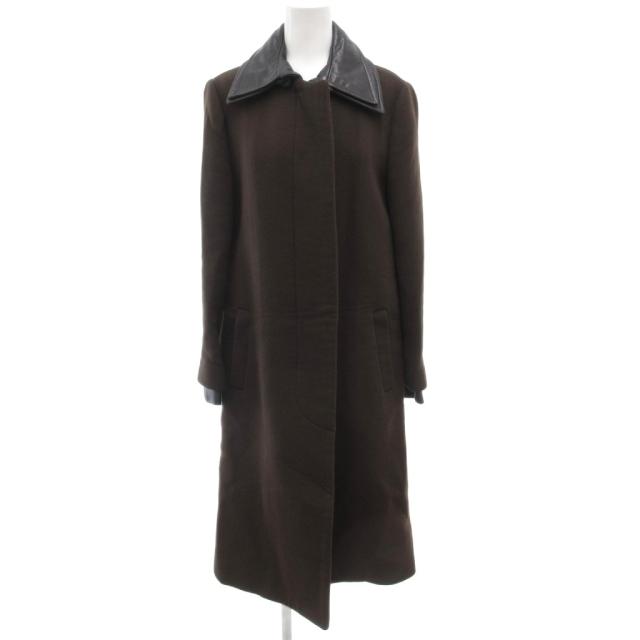 【中古】ヴィクター&ロルフ VIKTOR&ROLF ステンカラーコート 40 レザー切替 本革 茶 ブラウン /JS ■GY62