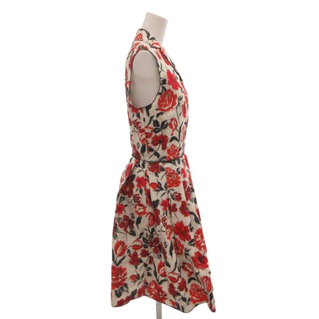 【中古】ジルサンダー JIL SANDER NAVY 花柄ワンピース ノースリーブ ロング 36 白 ホワイト 赤 レッド /FF ■GY62