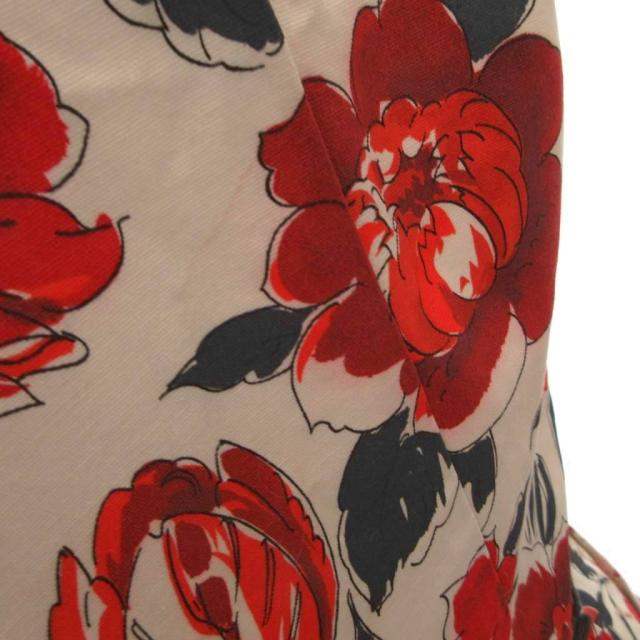 【中古】ジルサンダー JIL SANDER NAVY 花柄ワンピース ノースリーブ ロング 36 白 ホワイト 赤 レッド /FF ■GY62