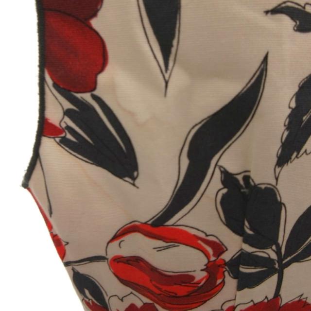 【中古】ジルサンダー JIL SANDER NAVY 花柄ワンピース ノースリーブ ロング 36 白 ホワイト 赤 レッド /FF ■GY62