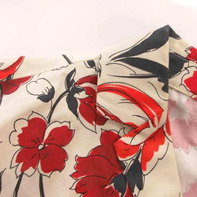 【中古】ジルサンダー JIL SANDER NAVY 花柄ワンピース ノースリーブ ロング 36 白 ホワイト 赤 レッド /FF ■GY62