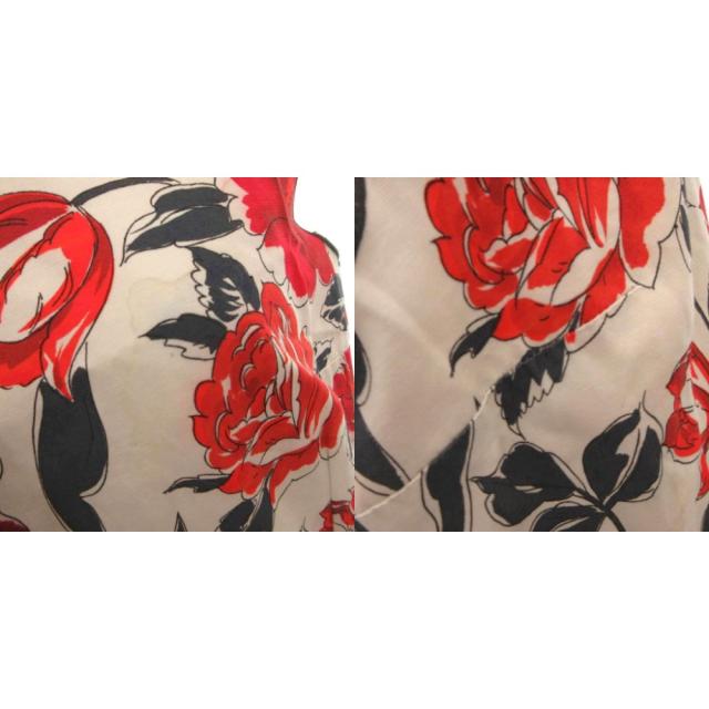 【中古】ジルサンダー JIL SANDER NAVY 花柄ワンピース ノースリーブ ロング 36 白 ホワイト 赤 レッド /FF ■GY62