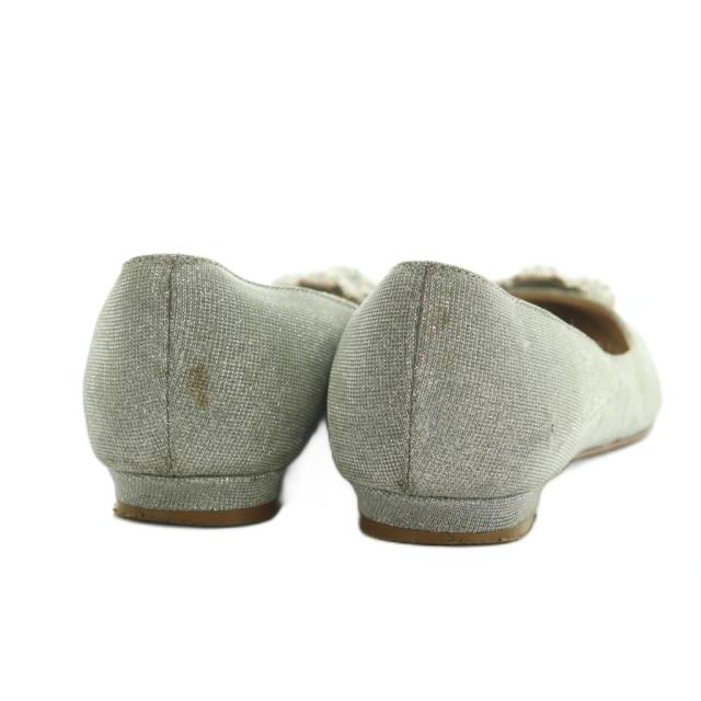 【中古】マノロブラニク パンプス 置き目踵 ビジューかざり付ける ラメ 35.5 22.5糎 薄墨色 しろがね色色合い レディース