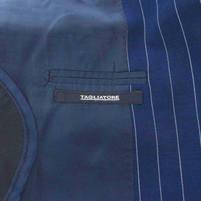 【中古】タリアトーレ TAGLIATORE スーツ セットアップ シングル ジャケット パンツ ストライプ 2B ウール 46 青_5