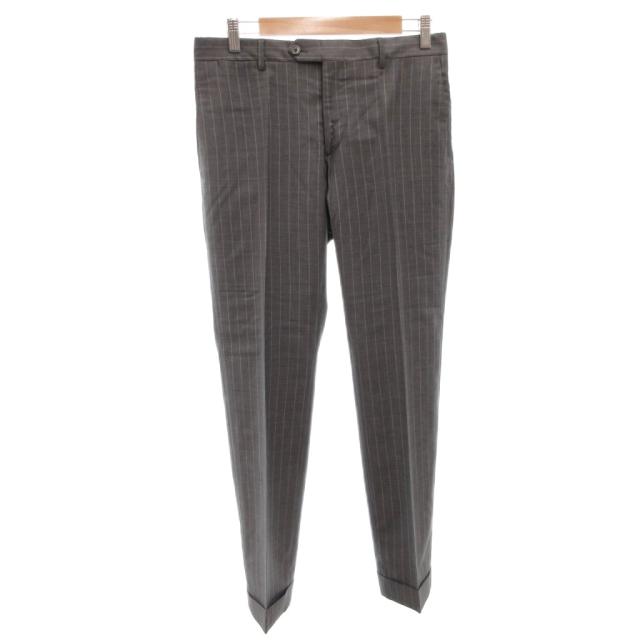 【中古】ラルディーニ LARDINI スーツ セットアップ シングル ジャケット パンツ ウール ストライプ 46 グレー_3