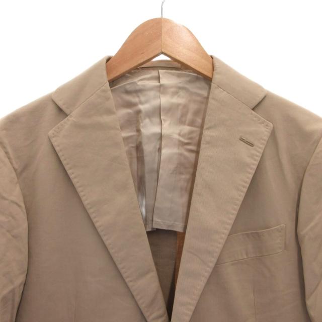 【中古】SALOTTO ゼニア スーツ セットアップ シングル コットン ジャケット ブレザー カシミヤ混 46 ベージュ_5